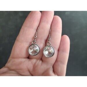 Clear Rhinestone Dangling Pierced Earrings Vintage Costume Jewelry, READ